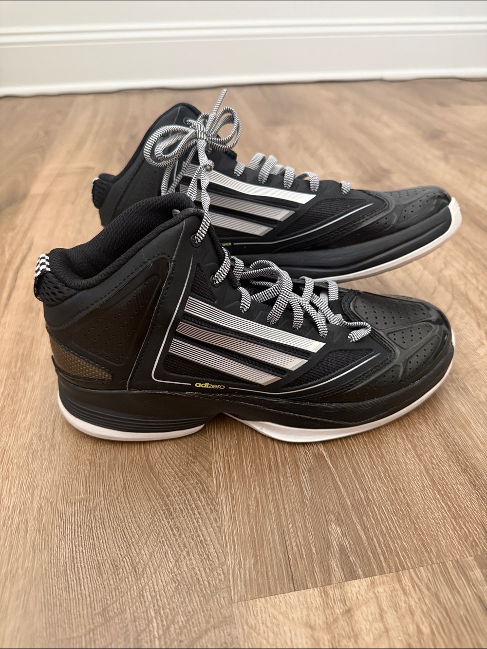 adidas Black & White High-Top Basketball Shoes, Size 6 Women’s